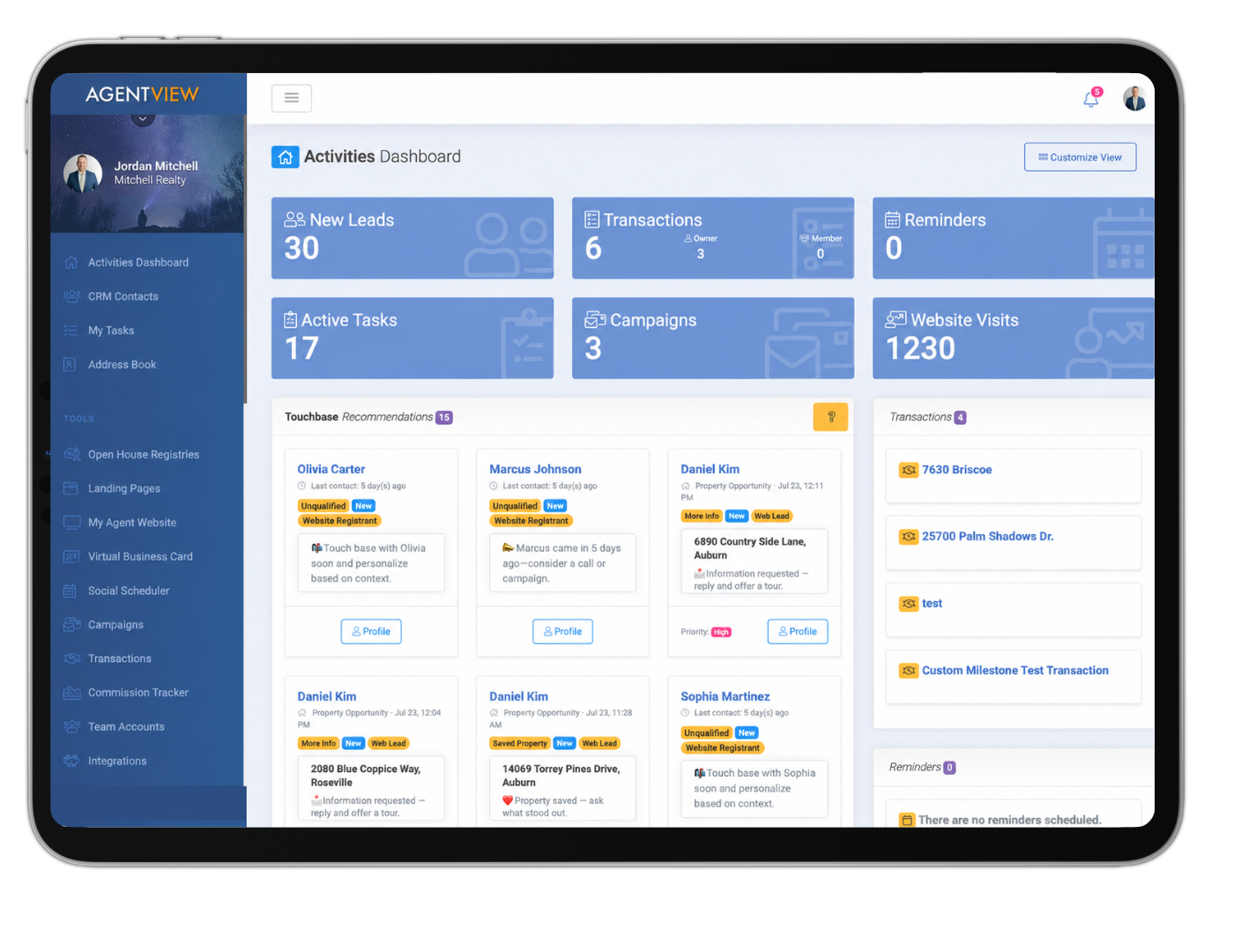 AgentView TouchBase Recommendations