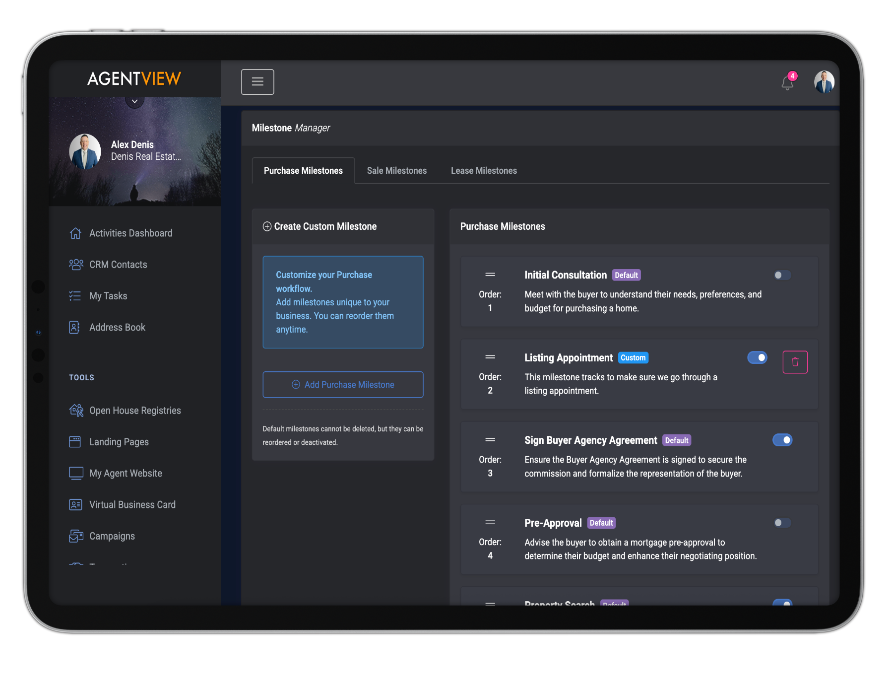 Custom Transaction Milestones