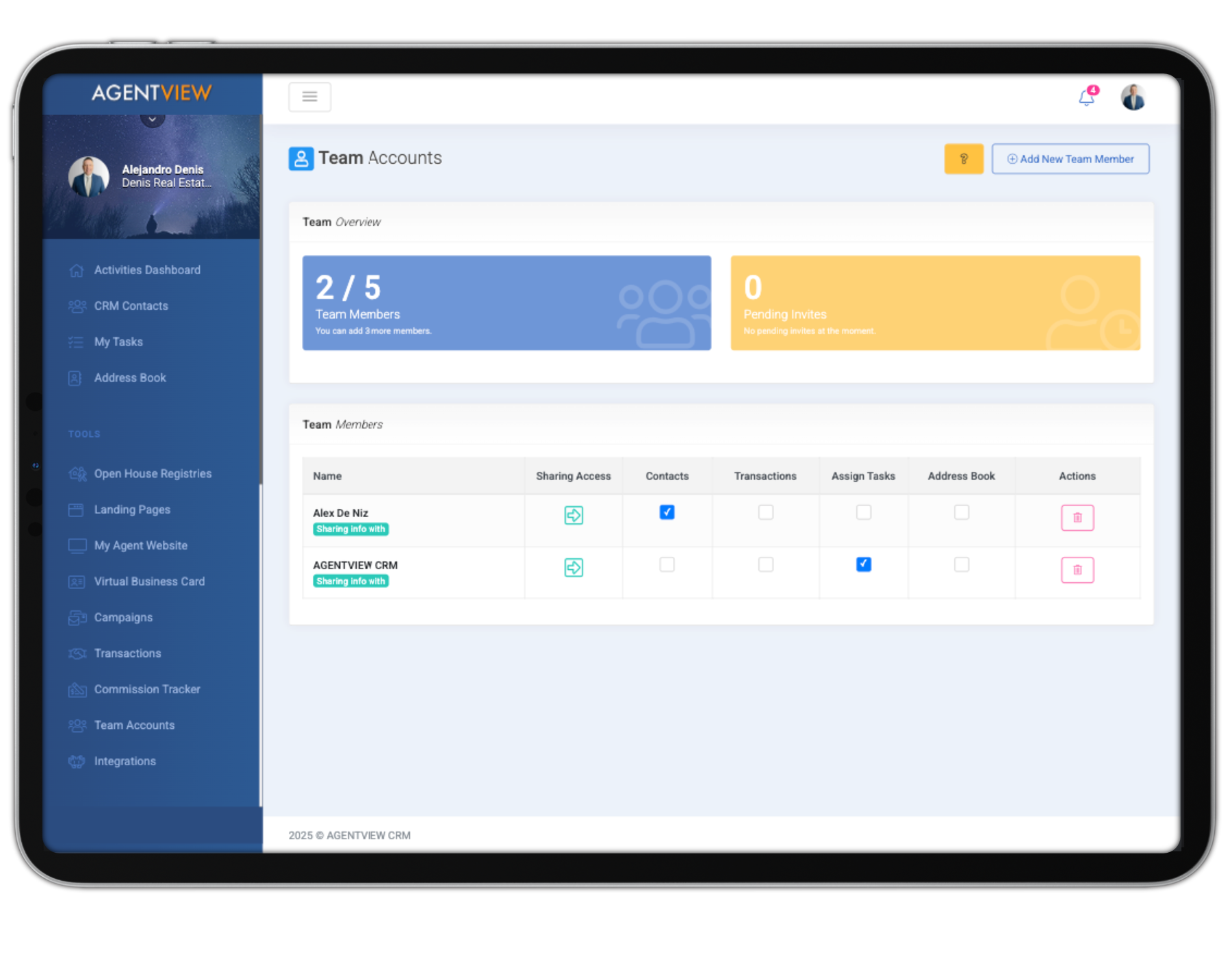 AGENTVIEW Team Collaboration Connections